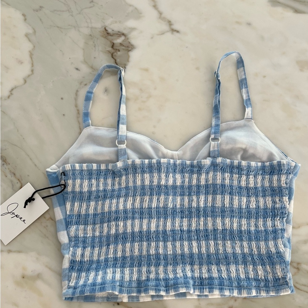 JAPNA BLUE WHITE ADJUSTABLE COTTON CROP TOP SIZE S NWTS! - Picture 5 of 10